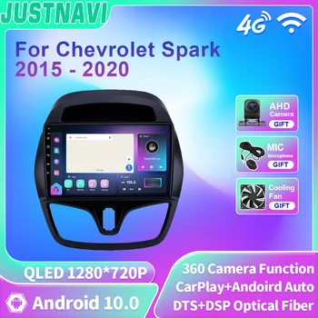 JUSTNAVI QLED 2din Android Araba Radyo Chevrolet Spark 2015-2020 İçin Multimedya Oynatıcı GPS Autoradio CarPlay Hiçbir DVD Stereo 8G + 128G