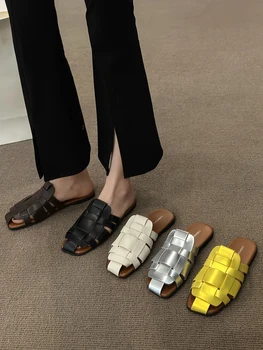 Terlik Rahat Kapak Ayak Düşük Yaz kadın ayakkabısı Slaytlar Lüks Yumuşak Düz Mikrofiber Moda Roma Temel Kauçuk Oyma Skandalı