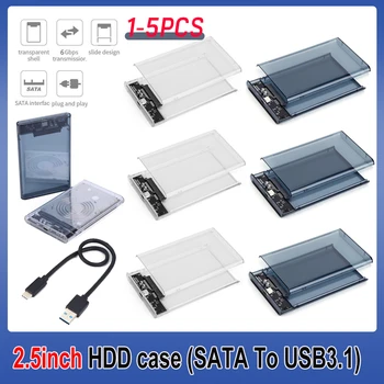 1-5 ADET 2.5 İnç Harici HDD Durumda Sabit disk Muhafazası SATA USB3.1 SATA HDD SSD sabit disk dizüstü bilgisayar için kılıf USB3. 0 Tip-C