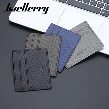 Yeni karbon fiber erkek kart tutucu ultra ince düz renk çift taraflı kimlik kartı tutucu PU deri kartvizit kutusu erkek cüzdanları