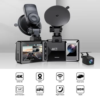 Araba dvr'ı Kamera 4K ve 1080P Video Kaydedici WİFİ GPS Dashcam Dash kamera Araba Kayıt Gece Görüş Araba için