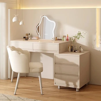 Işıkları ayna beyaz Dresser Yatak Odası Modern Minimalist İskandinav makyaj Masası makyaj kutusu Tavoli Da Trucco Ev Mobilyaları LJ50DT