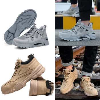 1 Çift Low-cut Yıkılmaz İş Sneakers Hafif Erkekler Çelik Ayak Eğitmenler kaymaz Kevlar Ayakkabı Anti-Smash Delinme Geçirmez