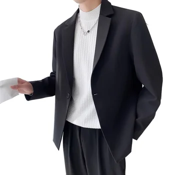 Erkekler İş günlük giysi Ceket Blazer Kore Streetwear Moda Gevşek Vintage Blazers Ceket Giyim