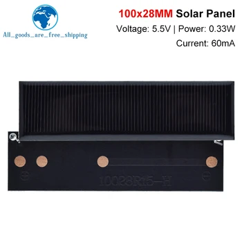 TZT Polikristal güneş panelı 5.5 V 60mA 0.33 W Taşınabilir Mini Güneş Pilleri DIY güneş enerjisi şarj cihazı Güneş Enerjisi Modülü 100*28mm