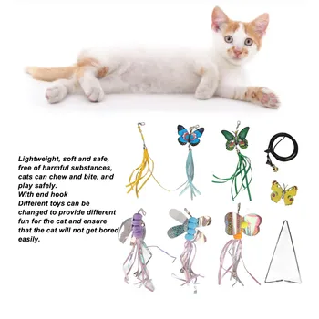 6 adet Asılı Kedi Alay oyuncak seti Ayarlanabilir Elastik Halat İnteraktif Kendi Kendine Oynayan Kedi Oyuncak Kapı Çerçevesi Dolabı Doo