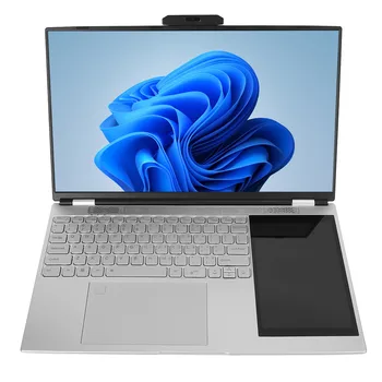 15.6 in Çift Ekranlı Dizüstü Bilgisayar Win 11 için 2.9 GHz'e kadar 180 Derece Açılış HD Dizüstü Bilgisayar 7in IPS Ekran Arkadan Aydınlatmalı Klavye 100-240V