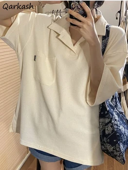 Kısa kollu T-Shirt Kadın Giyim Gevşek Harajuku Yaz Uzun Tarzı Cepler Casual Vintage Temelleri Kız Serin Ulzzang Popüler