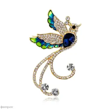 Tatlı Rhinestone Emaye Phoenix Broş Kadınlar İçin Moda Kuş Pin Renkli Tasarım Aksesuarları hayvan figürlü mücevherat Uçan Kuş Bayan