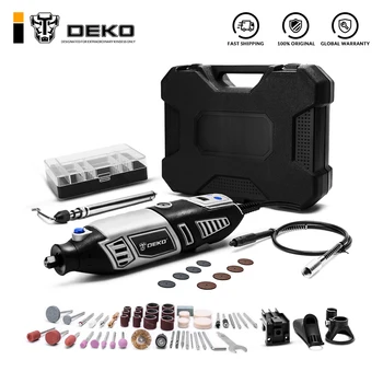 DEKO GJ201 LCD Değişken Hız Döner Aracı Dremel Tarzı Gravür Elektrikli Mini Matkap Öğütücü w / esnek şaft Set4