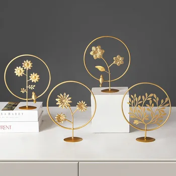 Ev Dekorasyon El Sanatları Klasik Altın Bitki Heykelcik Lüks Oturma Odası Masa Süsleme Dolabı Dekor Masaüstü Aksesuarları