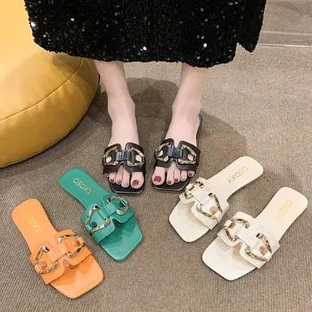 Yazlık terlik düz ayakkabı kadın Ev Plaj Zeminler Lüks Slaytlar Rahat Kadın Yaz 2023 Sandalet Kızlar Tasarımcı Ücretsiz Kargo