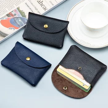 Deri İş Mini Kart Çanta erkek kadın akıllı kart tutucu İnce Para Çantası bozuk para cüzdanı Küçük Yumuşak İnek Deri Çanta Hediye
