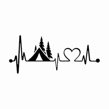 Dawasaru Çadır Camper Kalp Atışı Yaşam Hattı Monitör Kamp Çıkartması Yaratıcı KK Araba Sticker Otomobil Kamyon,20cm * 8cm