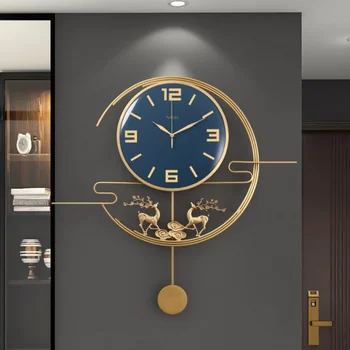 Lüks Çin Geyik duvar saati Oturma Odası Büyük Sessiz Metal duvar saati Modern Tasarım Ev Dekor