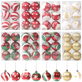 6 adet / kutu 6cm Noel top süsleme Noel ağaç dekor Malzemeleri Yeni Yıl 2024 Noel Hediyesi Navidad Ev DIY Dekorasyon Noel 2023