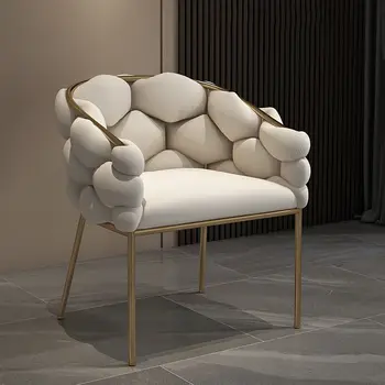 Beyaz İskandinav Yemek Sandalyesi Metal Soyunma Otel Ofis Oturma Odası Sandalyeleri Güzellik Salonu Sillas Para Comedor Ev Mobilyaları A2