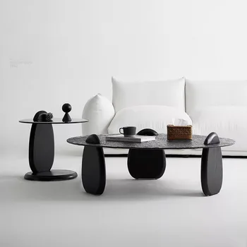 Benzersiz oturma odası kahve sehpası Modern Ahşap İskandinav cam kahve sehpası Oturma Odası İtalyan Siyah Renkler Cam Üst Mesa Masaları