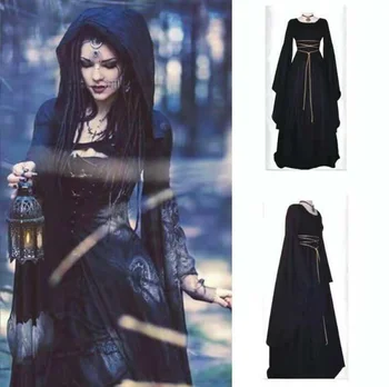Yeni Ortaçağ Cadı Elbise Kadınlar için Cadılar Bayramı Karnaval Parti Cosplay Performans Giyim Ortaçağ Vampir Gelin Kostümleri
