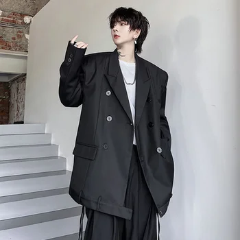 SYUHGFA Zarif erkek Blazers Sonbahar Kruvaze Gevşek Takım Elbise Ceket Kore Tarzı Moda Ceketler 2023 Şık Niş Tasarım Üst