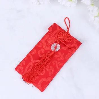 3 adet Zarif Çin Tarzı Kumaş düğün çantası Para Çantası Yeni Yıl Kırmızı Zarflar Kumaş Para Cepler (Ejderha Desen Phoenix