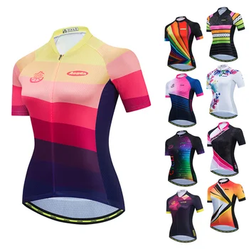 Bisiklet Jersey Kadın Kısa Kollu Yarış Gömlek Yol Bisikleti Üstleri Yaz Nefes bisikletçi giysisi Maillot Ciclismo
