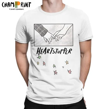 Yenilik Heartstopper El Kroki T-Shirt Erkekler O Boyun Saf Pamuk T Gömlek Nick ve Charlie Kısa Kollu Tee Gömlek Elbise