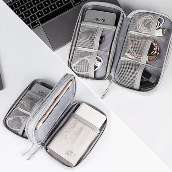Seyahat Organizatör Çantası Taşınabilir Kulaklık Dijital Taşıma Çantası Su Geçirmez Çift Katmanlı Dijital USB sabit disk Koruma Kart Sahibi