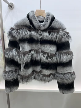 Yeni Moda Kış Kadın Kısa Gerçek Doğal Rex Tavşan Kürk Sıcak Kalın Lüks Dış Giyim Ceket