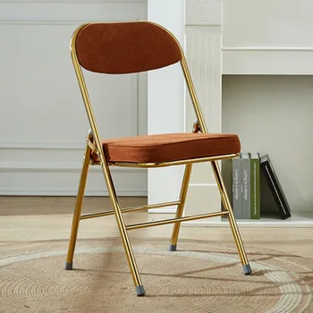 Lüks Altın yemek sandalyeleri Modern Metal Katlanır Tek Sandalye Yemek Kadife Tasarımcı Sillas De Comedor İtalyan Tarzı Mobilya