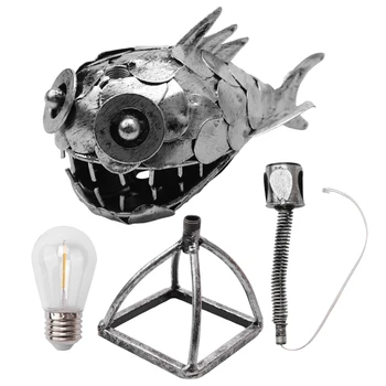 Fener balık lamba USB şarj edilebilir masaüstü Metal ışık el yapımı zanaat ev oturma odası dekorasyon
