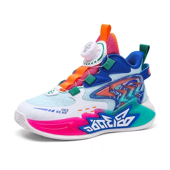 Çocuk örgü nefes koşu ayakkabıları büyük çocuk spin dunk basketbol ayakkabıları erkek koşu ayakkabıları