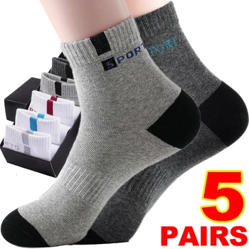 5Pairs Erkekler spor çoraplar nefes alabilen ter Deodorantı Bambu Elyaf Çorap Sonbahar Kış İş Kısa Tüp Ayak Bileği Çorap