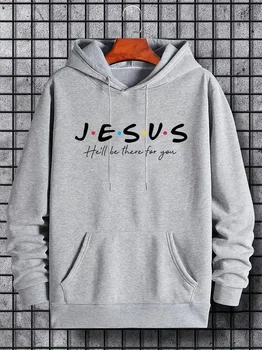 İsa Sizin İçin Orada Olacak Sloganı baskılı kapüşonlu svetşört, Erkekler İçin Hoodies, erkek Rahat Grafik Tasarım Kazak Kapüşonlu Sweatshirt Ka