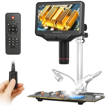 Andonstar AD407 PRO Dijital Mikroskop ile 7 inç Ekran ve Yükseltme 12.5 inç Metal Taban Standı Lehimleme Araçları için