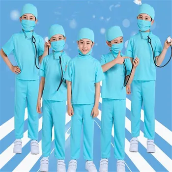 Yeni 2021 Çocuk Doktor hemşire üniformaları Fantezi Rol Oynamak Kostüm Kız Erkek Hemşire Doktor Ceket Çocuk Cosplay parti oyuncakları Seti Kıyafetler