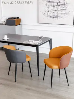 Özelleştirilmiş İskandinav Yemek Sandalyesi Ev yemek masası Sandalye İtalyan Modern Minimalist Arkalığı Deri Sanat Sandalye Restoran Cafe