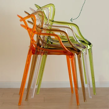 Şeffaf Akrilik yemek sandalyesi Tasarımcı Modern Yardımcı Lüks yemek sandalyesi Masası Modüler Accent Muebles Kütüphane Mobilyaları GG
