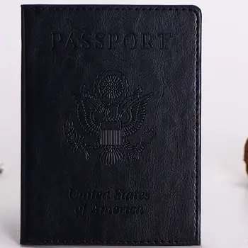 1 ADET-PU Deri ABD Pasaport Tutucu Kapak Kadınlar Amerikan Pasaport Tutucu Kılıf Engelleme Erkekler seyahat cüzdanı belge organizatörü