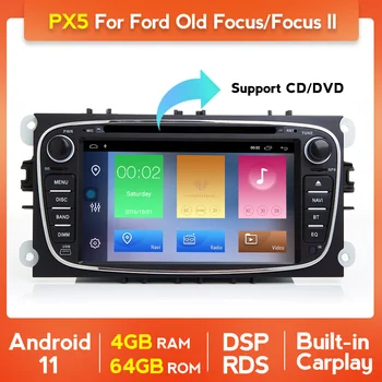 PX5 4 + 64GB Android 11 Araba Radyo Ford Focus için S-Max Mondeo 9 Galaxy C-Max Navigasyon GPS 2din 2 Din DVD Multimedya Video Oynatıcı