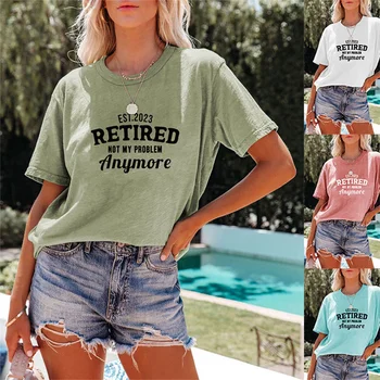yeni yaz pamuk moda rahat minimalist T-shirt EMEKLİ DEĞİL BENİM SORUNUM gevşek kısa kollu kadınlar için