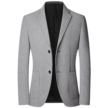 Sonbahar Yeni erkek Takım Elbise Ceket İnce Ceket Yüksek Kaliteli takım elbise Tasarımcısı Lüks Giyim Düz Renk Rahat Üst Erkek Blazer