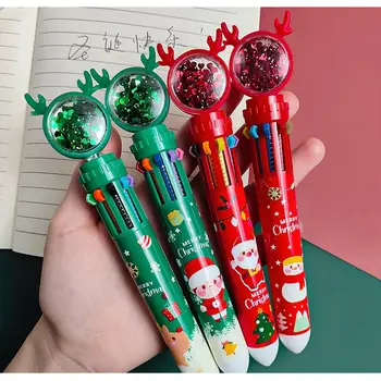 Karikatür Renkli Kalem Noel Baba Noel Ağacı Geyik Tükenmez Kalem Merry Christmas Hediyeler Kırtasiye Yazma Aracı Ofis Okul Kaynağı
