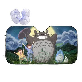 Komşum Totoro Güneşlik Cam Anime Mei Satsuki Katlanabilir Kapak Ön Blok Pencere araba güneşliği Güneş Koruyucu Perde