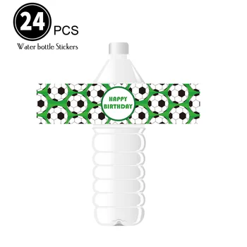24 Adet Cinsiyet Açığa Su şişe etiketi Doğum Günü Partisi Tema Parti Parti Bebek Duş Futbol Yeşil Etiket