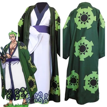 Roronoa Zoro Kostüm Tek Parça Cosplay Kimono Elbise Tam Takım Elbise Cadılar Bayramı Karnaval Trafalgar Hukuk Cosplay Kostüm Kimono Elbise