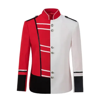 Dopamin Soyunma Renk bloke Blazer Kıyafetler Erkekler Sahne Kostüm Kırmızı ve Beyaz Ceket Chaqueta Hombre