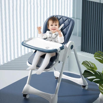 Katlanır Bebek Yemek Sandalyesi PU deri yastık Çok Fonksiyonlu Güvenlik Düşmeye Dayanıklı Koltuk yüksek bebek sandalyesi Güvenli Yemek Tepsisi Mobilya