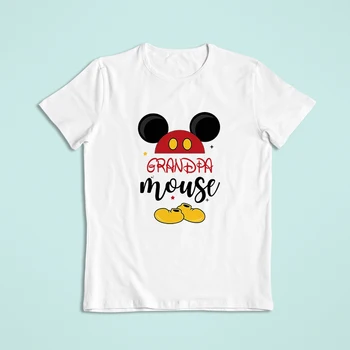 Disney Mickey Büyükbaba Fare komik tişört 2023 Yaz Moda Disneyland Tatil Giysileri Eşleşen Gömlek İnce Sokak Casual Tops