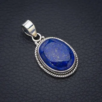 StarGems Doğal Lapis Lazuli El Yapımı 925 Ayar Gümüş Kolye 1.5 